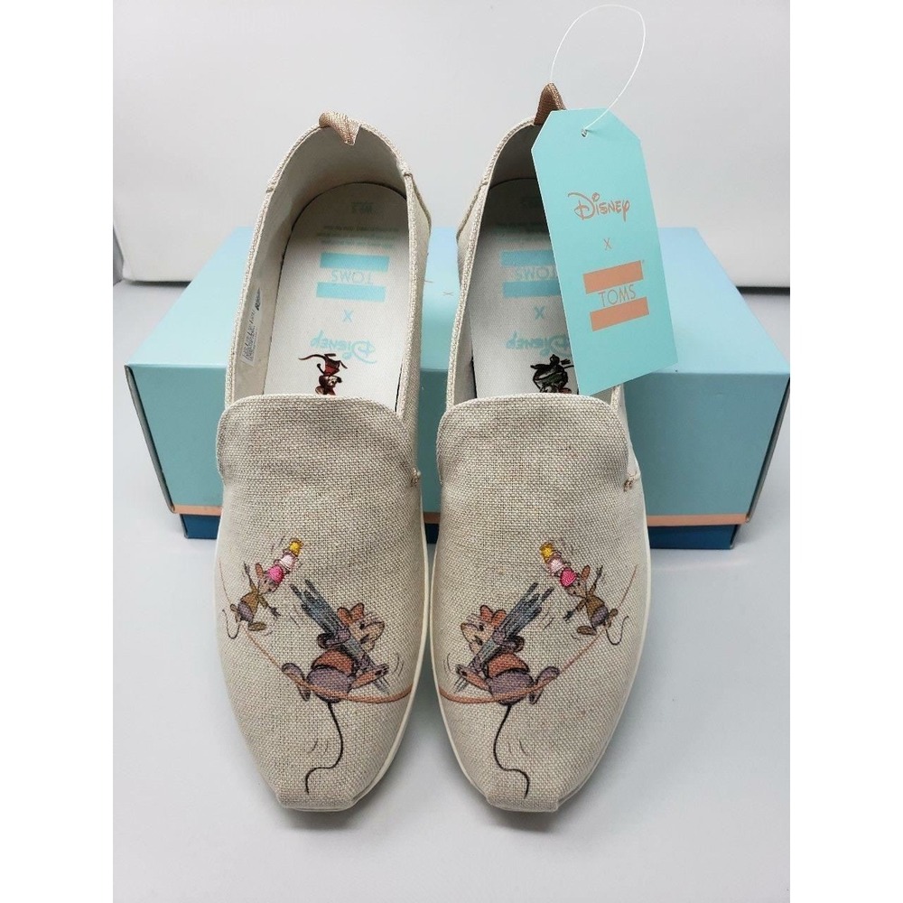 NIB Toms Disney Cinderella Jaq Gus Gus slip on shoes‎ women's ladies size 9.5